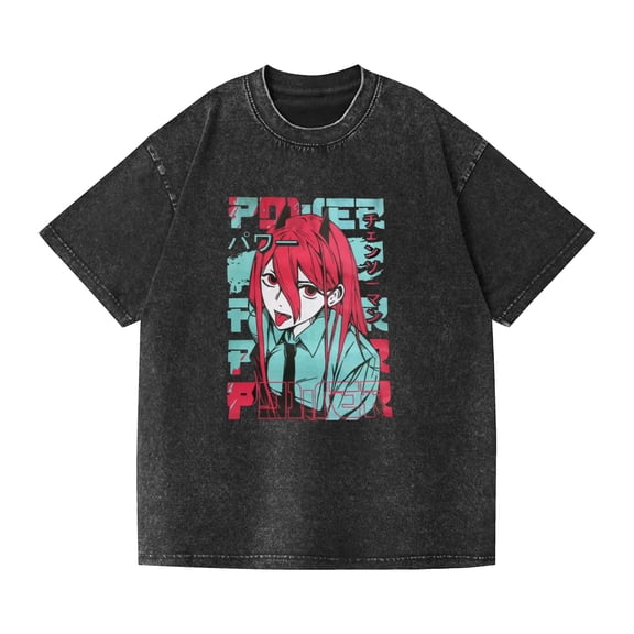 Duoxingbao  Cross-border new washed T-shirt Chainsaw Man casual cotton summer short sleeve