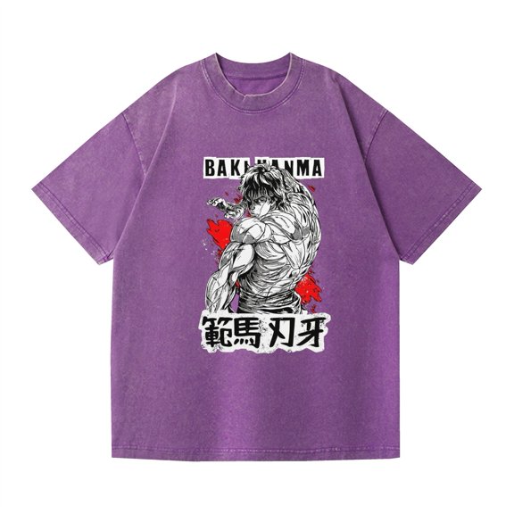 Duoxingbao  Cross-border washed T-shirt anime Baki Fanma Baki casual cotton summer short-sleeved men and women