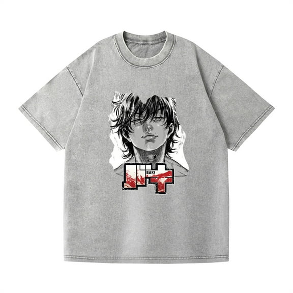 Duoxingbao  Cross-border washed T-shirt anime Baki Fanma Baki casual cotton summer short-sleeved men and women