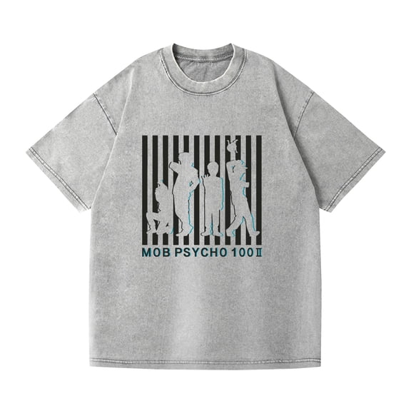 Duoxingbao  Cross-border washed T-shirt anime Mob Psycho 100 casual cotton summer short-sleeved men and women