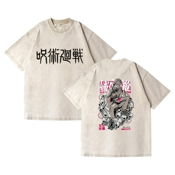 Duoxingbao  Cross-border washed T-shirt anime jujutsu kaisen curse back war casual cotton summer short sleeve men and women