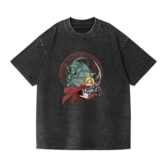 Duoxingbao  Cross-border washed T-shirt anime new Fullmetal Alchemist casual cotton summer short-sleeved men and women