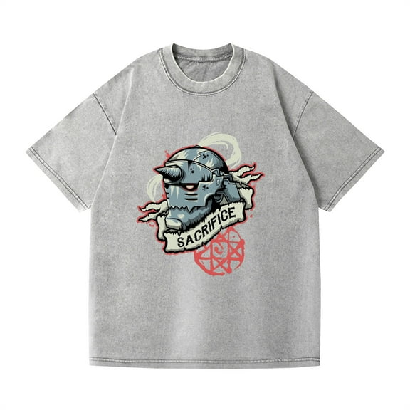 Duoxingbao Cross-border washed T-shirt anime new Fullmetal Alchemist casual cotton summer short-sleeved men and women
