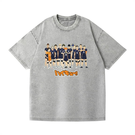 Duoxingbao  Cross-border washed T-shirt new Haikyuu Haikyuu casual cotton summer short-sleeved men and women