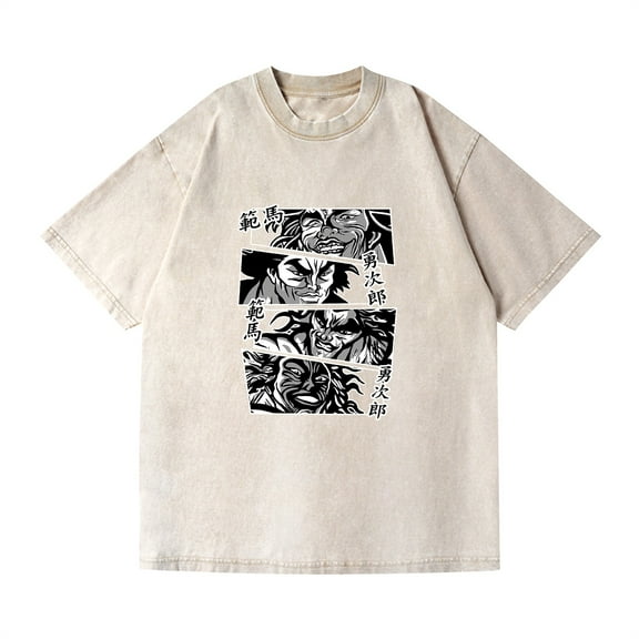 Duoxingbao  Cross-border washed T-shirt new baki the grappler fan horse blade tooth casual cotton summer short sleeve men and women