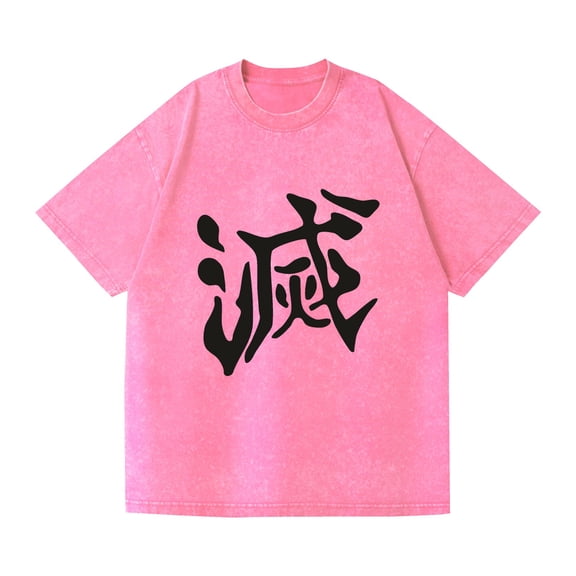 Duoxingbao  Foreign trade hip-hop street washed T-shirt Demon Slayer surrounding anime cotton summer couple short sleeves