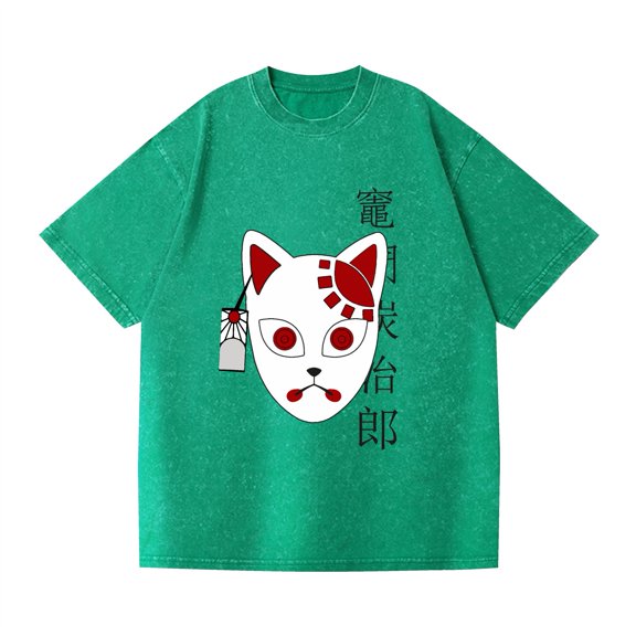 Duoxingbao  Foreign trade hip-hop street washed T-shirt Demon Slayer surrounding anime cotton summer couple short sleeves
