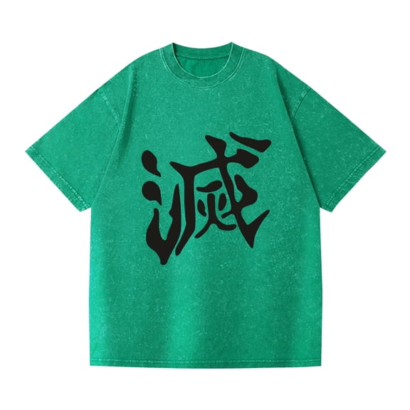Duoxingbao  Foreign trade hip-hop street washed T-shirt Demon Slayer surrounding anime cotton summer couple short sleeves