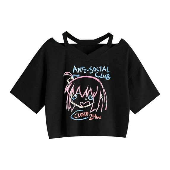 Duoxingbao Foreign trade new navel-baring short-sleeved lonely rock BOCCHI THE ROCK suspenders short-sleeved female pullover anime