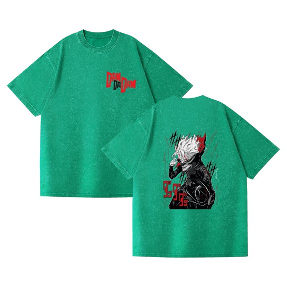 Duoxingbao  Foreign trade new washed T-shirt anime anime DANDADAN casual cotton summer couple short sleeves do old washed style