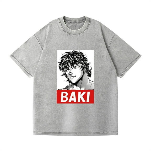Duoxingbao  Hanma Baki The Grappler Gym pure cotton summer retro washed T-shirt unisex