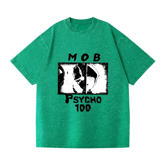 Duoxingbao Hip-hop street washed T-shirt Mob Psycho 100 surrounding anime cotton summer couple short sleeves