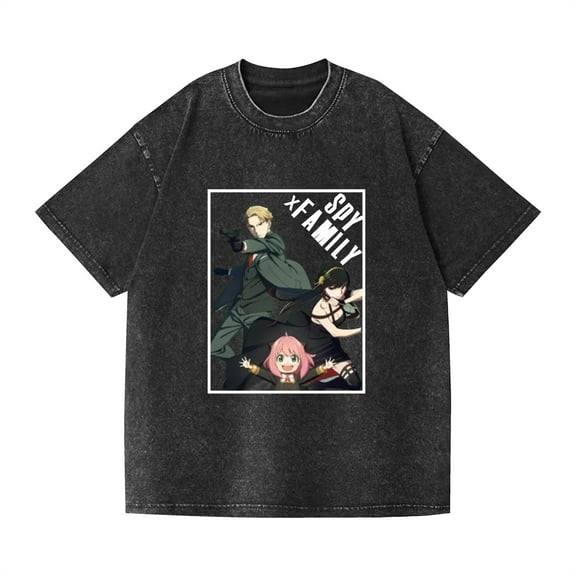 Duoxingbao Hip-hop street washed T-shirt spy play house Spy X Family surrounding anime cotton summer couple short sleeves
