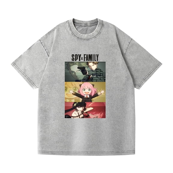 Duoxingbao Hip-hop street washed T-shirt spy play house Spy X Family surrounding anime cotton summer couple short sleeves