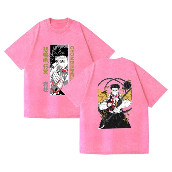 Duoxingbao  Hot Selling Demon Slayer Cotton T-Shirt New Distressed Anime Washed Short-Sleeve