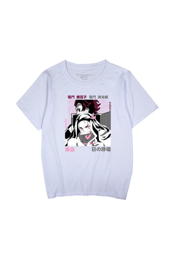 Hot-selling anime Demon Slayer casual short-sleeved T-shirts for men and women matching couple styles.