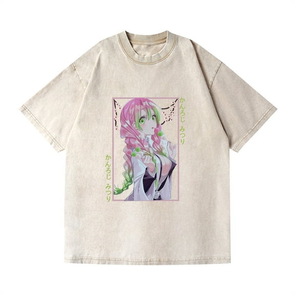 Duoxingbao  Hot selling retro washed T-shirt hip hop anime demon slayer casual cotton summer short sleeve