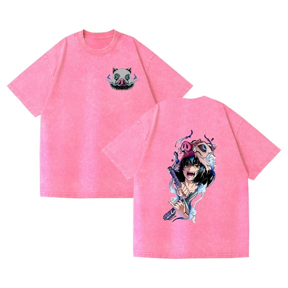 Duoxingbao Hot selling retro washed T-shirt hip hop anime demon slayer casual cotton summer short sleeve