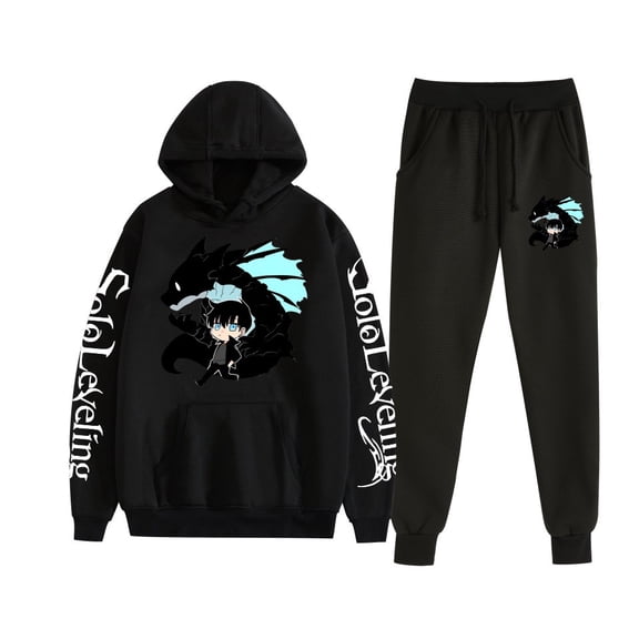 Duoxingbao  I upgraded the solo Leveling cross-border couple's hoodie and jogger pants set for