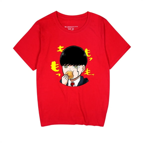 Duoxingbao  Japanese anime bestseller Mob Psycho 100 print summer crew neck short-sleeved T-shirt