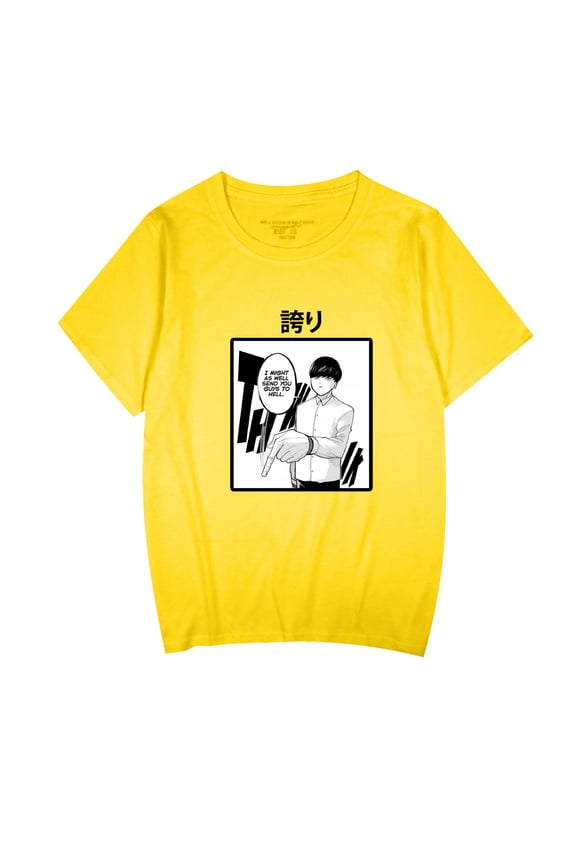 Japanese anime bestseller Mob Psycho 100 print summer crew neck short-sleeved T-shirt