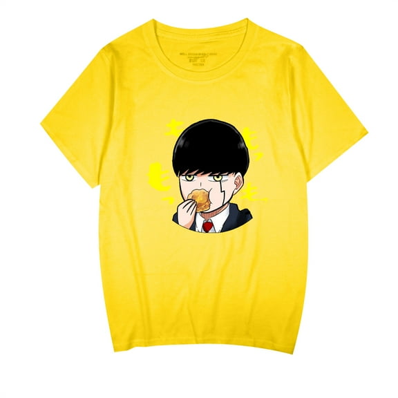 Duoxingbao  Japanese anime bestseller Mob Psycho 100 print summer crew neck short-sleeved T-shirt