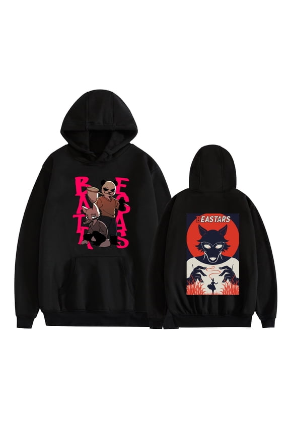 Japanese anime-themed couple hoodies BEASTARS printed casual loose hooded jackets.