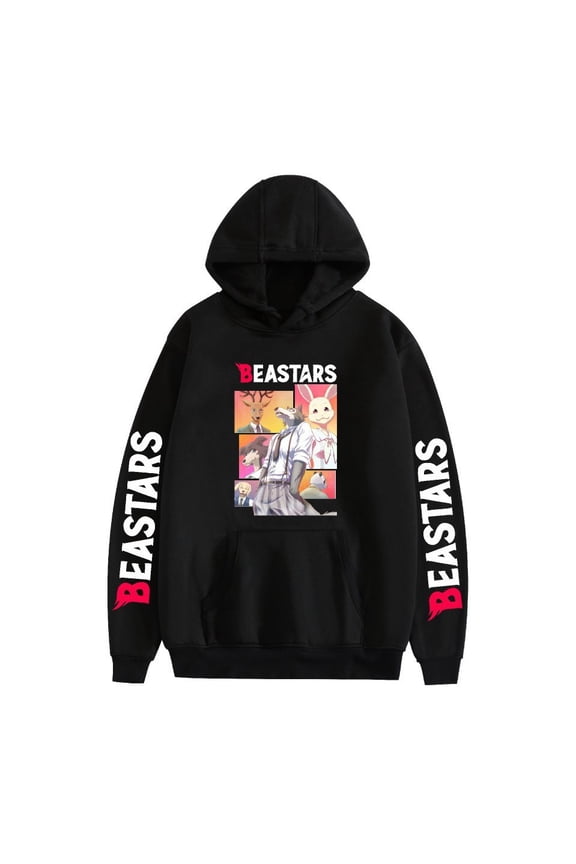 Japanese anime-themed couple hoodies BEASTARS printed casual loose hooded jackets.