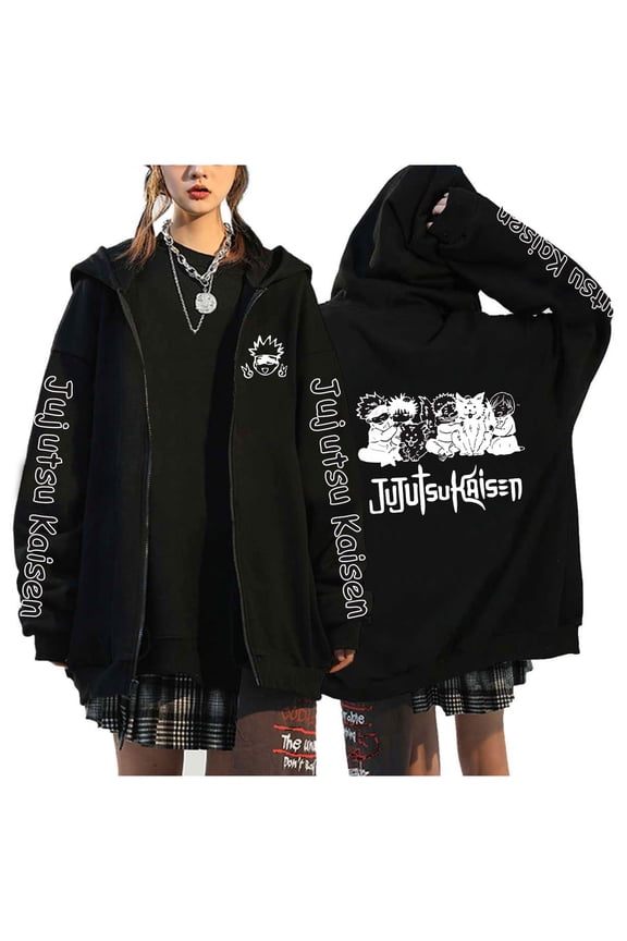 Jujutsu Kaisen Gojo Satoru Jujutsu Kaisen zippered sweatshirt plus velvet pullover hooded long-sleeved shirt street style fans love