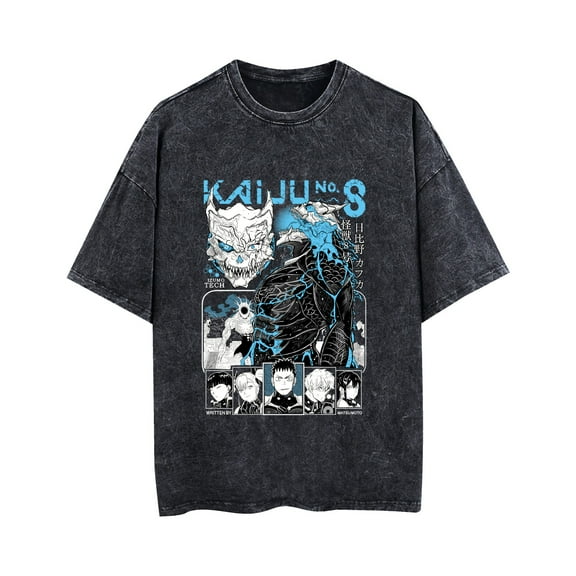 Duoxingbao  Kaiju No. 8 Anime Unisex 3D Printed Washed Vintage Cotton Breathable T-shirt Street Style Short Sleeve