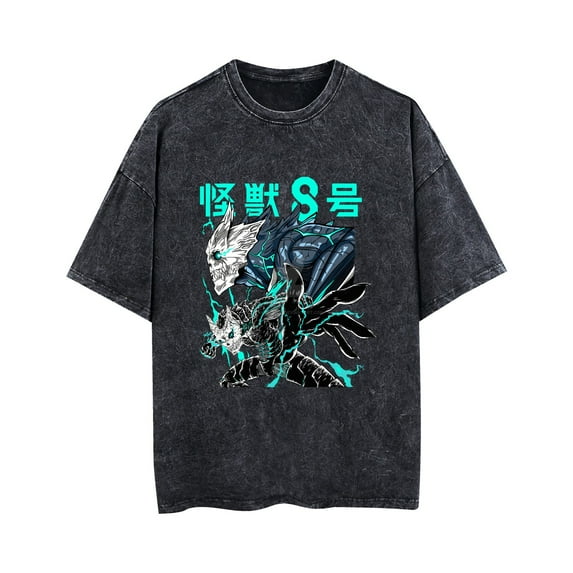 Duoxingbao  Kaiju No. 8 Anime Unisex 3D Printed Washed Vintage Cotton Breathable T-shirt Street Style Short Sleeve