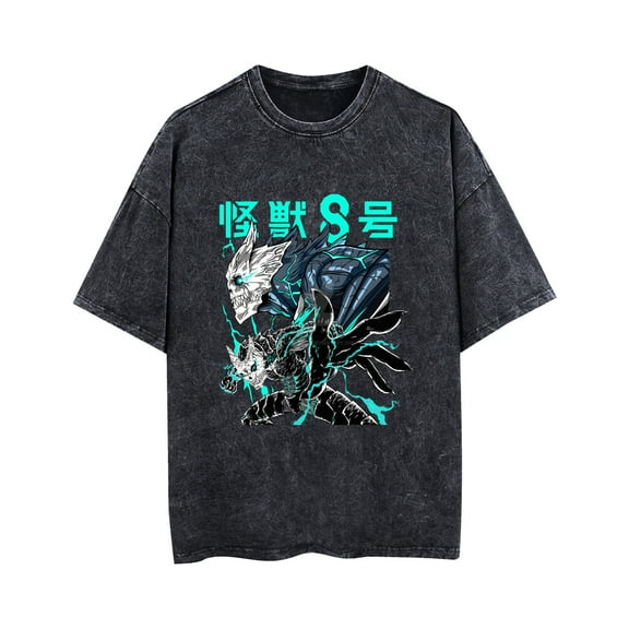 Duoxingbao Kaiju No. 8 Anime Unisex 3D Printed Washed Vintage Cotton Breathable T-shirt Street Style Short Sleeve