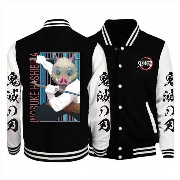 Duoxingbao Kamado Nezuko cardigan, Kyojuro Rengoku baseball jacket, Inosuke Hashibira coat, autumn and winter Demon Slayer jacket, plush and warm, unisex style