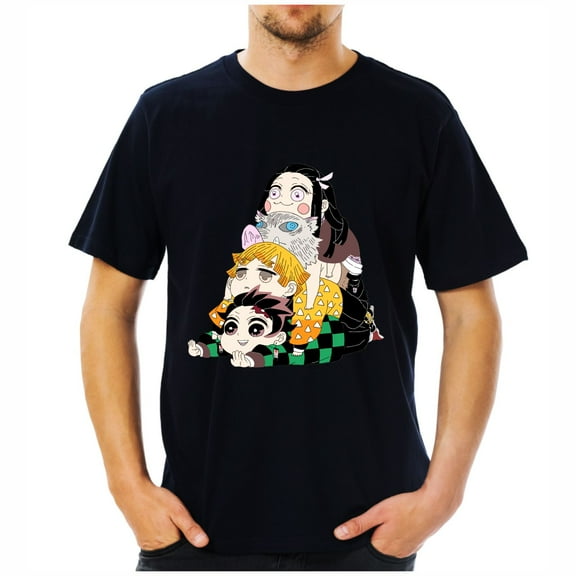 Duoxingbao New Arrival Anime Demon Slayer Loose Casual Print Fashion Men's and Women's Summer Round Neck Short Sleeve T-shirt