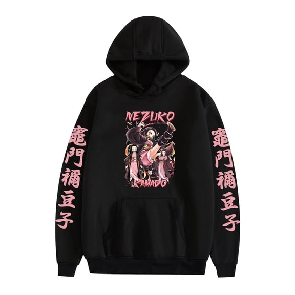 Duoxingbao New Demon Slayer Anime Print Fashion Couple Loose Pocket Sweatshirt