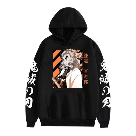 Duoxingbao New Demon Slayer Anime Print Fashion Couple Loose Pocket Sweatshirt