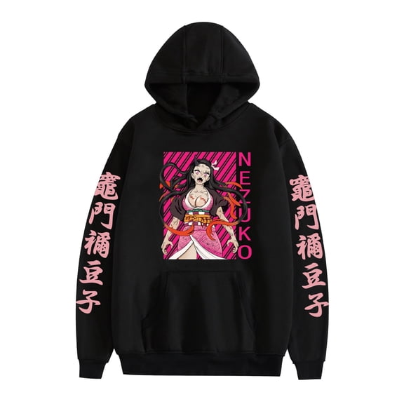Duoxingbao  New Demon Slayer Anime Print Fashion Couple Loose Pocket Sweatshirt