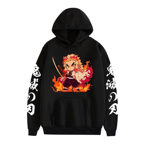 Duoxingbao  New Demon Slayer Anime Print Fashion Couple Loose Pocket Sweatshirt