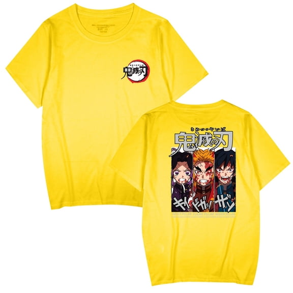 Duoxingbao  New Demon Slayer T-shirt trendy men's short-sleeved cotton street style for both men and women.