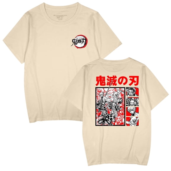 Duoxingbao  New Demon Slayer T-shirt trendy men's short-sleeved cotton street style for both men and women.