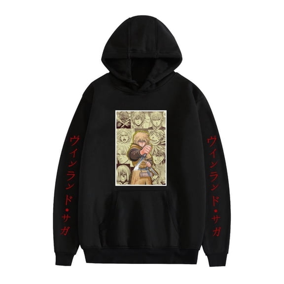 Duoxingbao  New Japanese anime style VINLAND SAGA Thorfinn fleece-lined hoodie for men and women.
