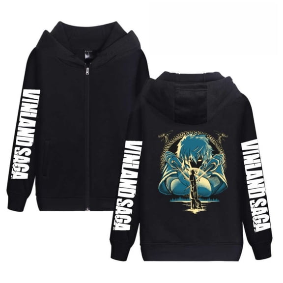 Duoxingbao  New Japanese anime style VINLAND SAGA Thrifen fleece-lined hoodie with zip-up design.