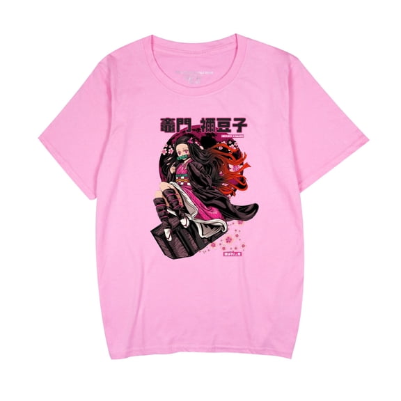 Duoxingbao  New cross-border arrival: Demon Slayer series printed loose-fitting trendy round neck short-sleeved T-shirt