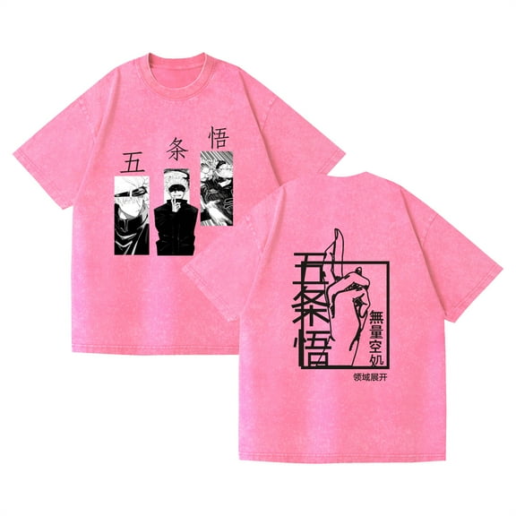 Duoxingbao  Short-sleeved Jujutsu Kaisen Gojo Satoru pure cotton summer retro washed T-shirt
