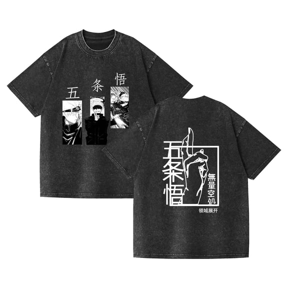 Duoxingbao Short-sleeved Jujutsu Kaisen Gojo Satoru pure cotton summer retro washed T-shirt