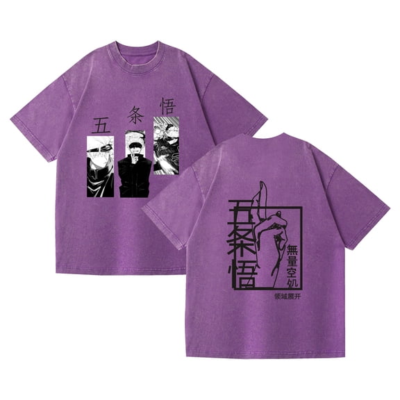 Duoxingbao  Short-sleeved Jujutsu Kaisen Gojo Satoru pure cotton summer retro washed T-shirt