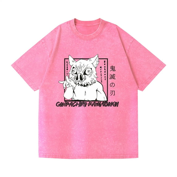 Duoxingbao Short-sleeved cross-border hot-selling Demon Slayer pure cotton summer retro washed T-shirt unisex