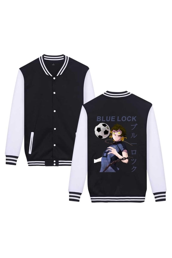 Spring and Autumn Hoodie Jacket BLUE LOCK Blue Prison Print Men's and Women's Baseball Jacket