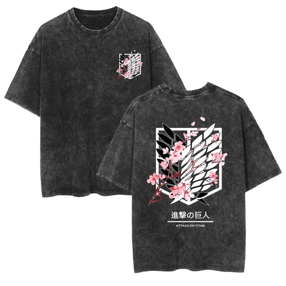 Duoxingbao  Washable couple short-sleeved anime/manga style Attack on Titan T-shirt