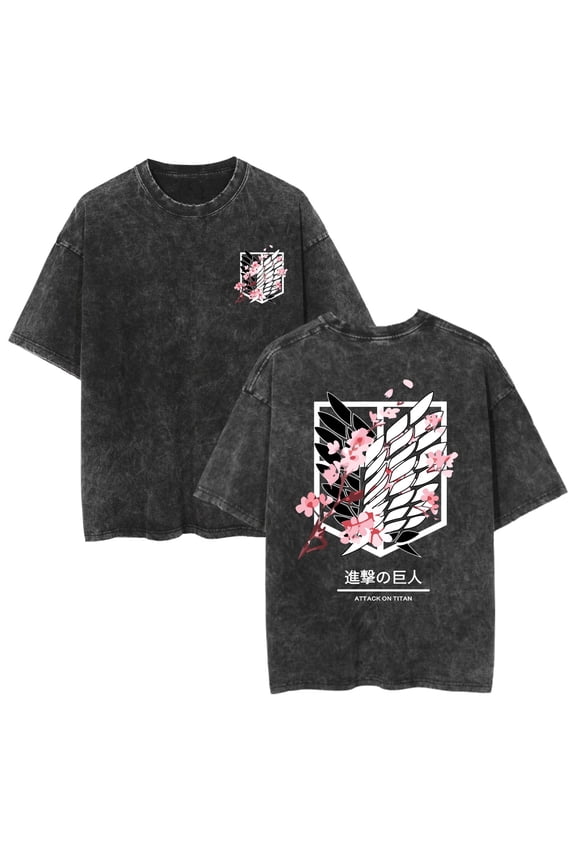 Washable couple short-sleeved anime/manga style Attack on Titan T-shirt